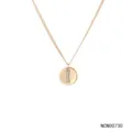 Detailed close-up shot of the rose gold double chain necklace with letter I pendant. - Letter I Style (NCN00730) / Gold