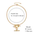 Goldene Metall Halskette mit Knoten Anhänger und T-Steg Verschluss, stilvoller Damenschmuck. - Halskette / 41cm+8.5cm / DNXN09497