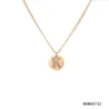 Double layer rose gold plated chain necklace featuring a zircon paved letter K round pendant. - Letter K Style (NCN00732) / Gold