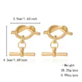Goldfarbene Metall-Knoten-Ohrringe mit T-Steg-Design, stilvoller geometrischer Modeschmuck. - Ohrstecker / 3.9cmx4.3cm / DNXE16029