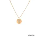 Rose gold-plated brass necklace featuring a round disc and pavé cubic zirconia letter T pendant for women. - Letter T Style (NCN00740) / Gold