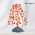 Handmade red agate crystal money tree ornament featuring copper wire willow branches - Red Agate