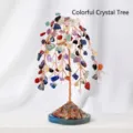Multicolor crystal money tree with natural agate base for home and office decor - Colorful Crystal