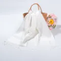 Elegante scialle pashmina bianco con motivo jacquard floreale e sottili lunghe frange - Bianco (TH09)