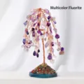 Colorful fluorite crystal money tree on agate base, weeping willow design. - Colorful Fluorite