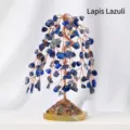 Handmade natural lapis lazuli crystal money tree ornament with polished agate slice base - Lapis Lazuli
