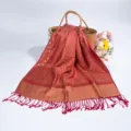 Elegant red and gold paisley jacquard pashmina scarf with decorative tassels for women - Red and Gold (TH07)