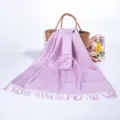 Elegant light purple pashmina scarf with jacquard paisley pattern and fringe tassels. - Light Purple (TH36)