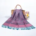 Pink and teal paisley jacquard pashmina scarf with decorative tassels - Pink Purple & Cyan (TH22)