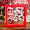 Kinder Weihnachten Schmuck Set mit Weihnachtsmann Ohrringe Armband Ring Geschenk - Weihnachten 7-Teiliges Set Mit Box 2