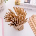 Natural wood pencils set, eco-friendly HB hexagonal pencils for students sketching and office use. - Hexagonal Rod / HB