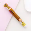 Cute cartoon dinosaur 10-color ballpoint pen multi-color push student stationery cute pen - Brown - Dinosaur