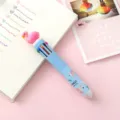 Cute flamingo multi-color ballpoint pen student cartoon stationery press bullet pen - Blue Wand with Pink Bird