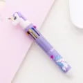 Cute unicorn 10-color ballpoint pen, cartoon multi-color press pen for students stationery. - Purple Unicorn