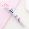Cute cartoon unicorn 10-color ballpoint pen multi-color press student stationery cute gift - White-Unicorn