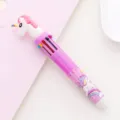 Cute unicorn 10-color ballpoint pen multi-color press cartoon student stationery supply. - Pink-Unicorn