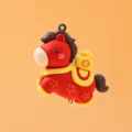 2026 Chinese Zodiac Horse Keychain Cute Red New Year Bag Pendant with Ingots Figurine - Single Doll Horse with Money (Red) - with Eye Screw