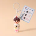 Joli porte-clés infirmière de dessin animé PVC charme de sac pendentif avec carte cadeau. - Infirmière (Blanc)