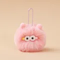 Porte-clés en peluche monstre rose duveteux, joli pendentif de sac à boule de fourrure. - Tête de Chat Gros Yeux [Rose]