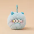 Mignon porte-clés en peluche duveteux avec grands yeux, joli pendentif de sac et accessoire. - Tête de Chat Gros Yeux [Bleu]