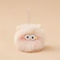 Mignon porte-clés monstre en peluche duveteux, pendentif de sac en fourrure douce. - Tête de Chat Gros Yeux [Rose Poudré]