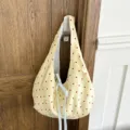 Κίτρινη κόκκινη τσάντα ώμου με πουά καμβά casual tote με φιόγκο για γυναίκες - Κίτρινο