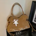 Sac cabas à pois pour femme style coréen chic, grand sac d'épaule d'automne pour travail. - Avec Pendentif / Marron
