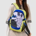 Casual outdoor waterproof travel backpack with large capacity for hiking and daily sports use. - Green Blue Patchwork