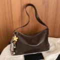 Fashionable autumn new large capacity women shoulder crossbody bag casual daily style - With Charm / Coffee