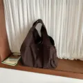 Bolso shopper de lona a cuadros marrones, bolso de hombro informal grande para trabajo y escuela - Marrón