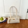 Weisse retro pendler schulter unterarmtasche fuer damen, stilvolle vielseitige modische tasche. - Gebrochenes Weiß