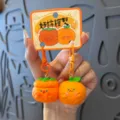 Mignon kaki orange porte-clés magnétique couple pendentif de sac joli cadeau charm - Pendentif magnétique - double pendentif orange kaki