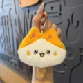 Cute orange cat plush keychain, fluffy kitten bag pendant, soft stuffed animal keyring accessory. - Orange Ice Cream Cat
