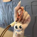 Variante portachiavi gatto siamese floccato, simpatico ciondolo borsa peluche accessorio - Grigio chiaro