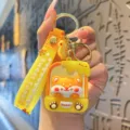 Mignon Shiba Inu Toast Silicone Porte-clés Dessin Animé Sac Pendentif Voiture Accessoire - Toast à l'œuf / Jaune