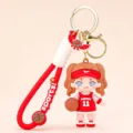 Charmant porte-clés poupée basket-ball sac pendentif accessoire de dessin animé. - Bébé basket - [Tenue rouge, cheveux jaunes]