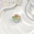 Top view of a mini blue and pink marbled shell hair claw clip with gold glitter details - Shell Decoration / Mini Size (Approx 2.5cm) / Blue