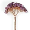 Détail d'un arbre en fil de cuivre fait main avec des éclats d'améthyste. - Améthyste / 1 Fleur 9 Cristaux