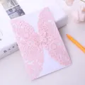 Laser cut pink pearl paper invitation cover with elegant flower and butterfly design - Hollow Butterfly Floral Style (款式三) / Soft Pink