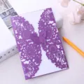 Elegant purple laser-cut invitation card with butterfly design on pearlescent paper - Hollow Butterfly Floral Style (款式四) / Purple