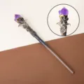 Handcrafted amethyst crystal magic wand with vintage dragon charm and gradient handle design - Amethyst Flower