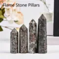 Natural flame stone hexagonal crystal pillar point for meditation and home decor ornament - Flame Stone Pillar / 5-6cm