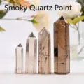 Natural smoky quartz crystal hexagonal points set in graduated sizes for home decor - Smoky Quartz Pillar / 5-6cm