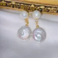 Elegante Barockperlen-Ohrhänger mit 925er Silbernadel in edlem Gold-Finish - Glänzender Akzentuierter Stil (5099) / Gold und Weiß