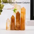 Natural yellow hematoid quartz crystal hexagonal pillars in four different sizes - Yellow Hematoid Quartz Pillar / 5-6cm