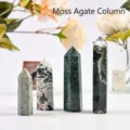 Natural moss agate hexagonal crystal points and wands for healing and home decor - Moss Agate Pillar / 5-6cm