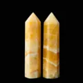Polished natural yellow calcite crystal hexagonal single points for healing and decor - 6-7cm / Yellow Calcite