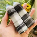Natural black and white zebra jasper hexagonal single point crystal wand for home decor - Taiji Stone Wand / 8-9cm