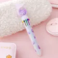 Cute 10-color multi-color ballpoint pen with liquid glitter butterfly topper for students. - Purple Butterfly