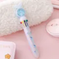 Cute multi-color ballpoint pen with sparkly glitter butterfly top, ideal student stationery gift. - Blue Butterfly